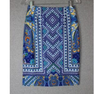 Antonio Melani Pencil Skirt Geometric Print Career‎ Wear Blue Size 0
